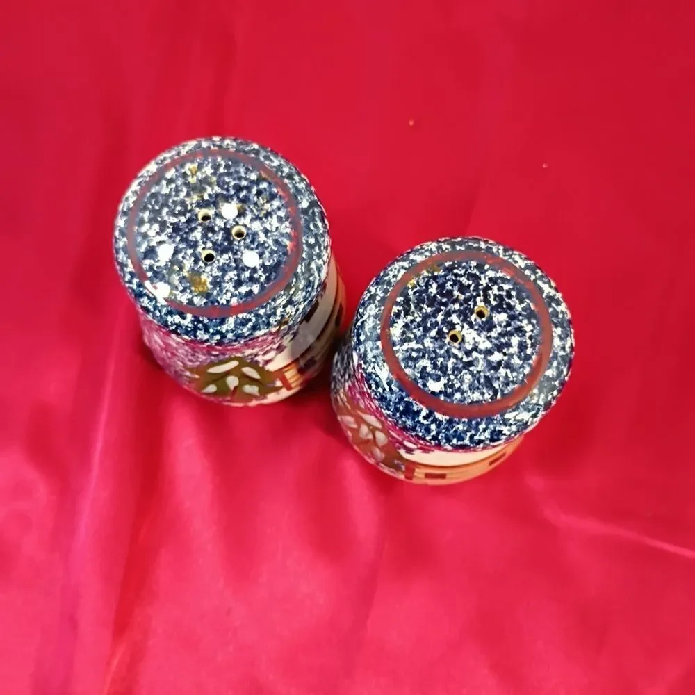 Blue and Gold Glitter Salt and Pepper Shakers